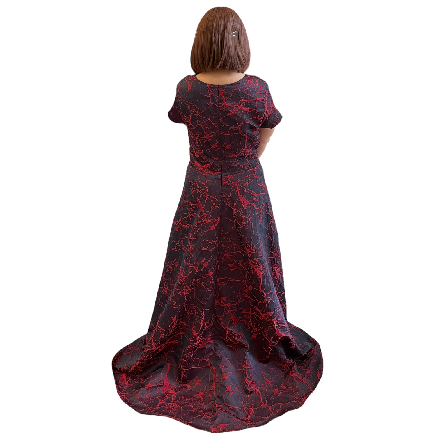 SOIREE - RED NAVY HIGH LOW HEM CUSTOMIZABLE EVENING DRESS