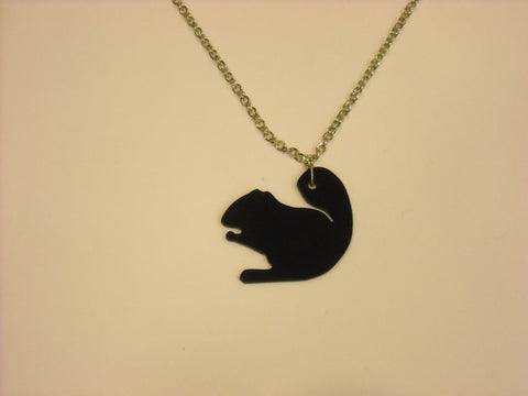 Handmade acrylic squirrel necklace – Black