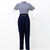 NAUTICAL STRIPES NAVY SLOUCHY JUMPSUIT