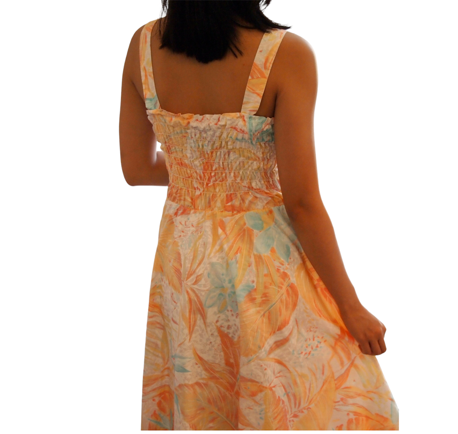 Vintage Pastel Orange Colorwash Floral Dress