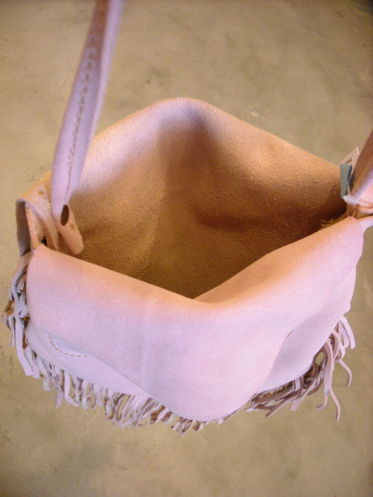 Bejewelled! Handmade Leather Fringe Sling Bag Pink