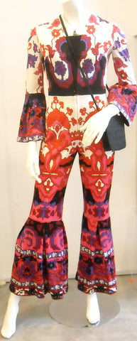 Purple Psychedelic Jumpsuit with Pantaloon Flare Sleeves and Pants