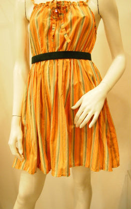Striped In Orange Vintage Reconstructed Dress