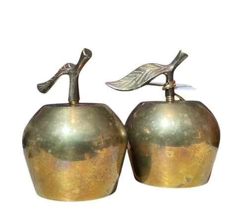 Apple Brass Bells  Vintage Decor