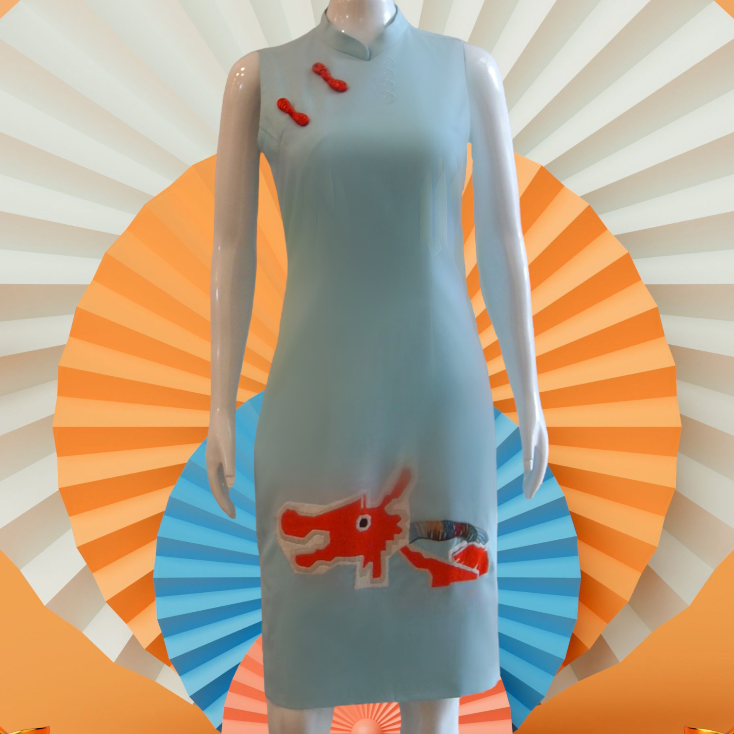 DRAGON PLAYGROUND - HANDMADE, HAND-EMBROIDERED SILK-COTTON CHEONGSAM