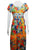 Vintage 70s Bright Orange Floral Off Shoulder Dress
