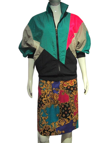 Metal Muse - Edgy Retro Medallion Midi Skirt