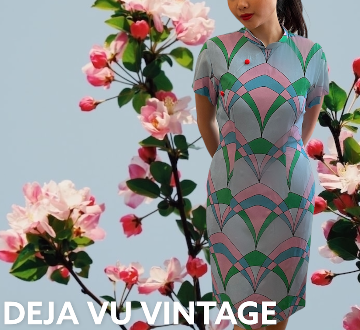 BLUE KALEIDOSCOPE - HANDMADE MODERN SILK CHIFFON CHEONGSAM