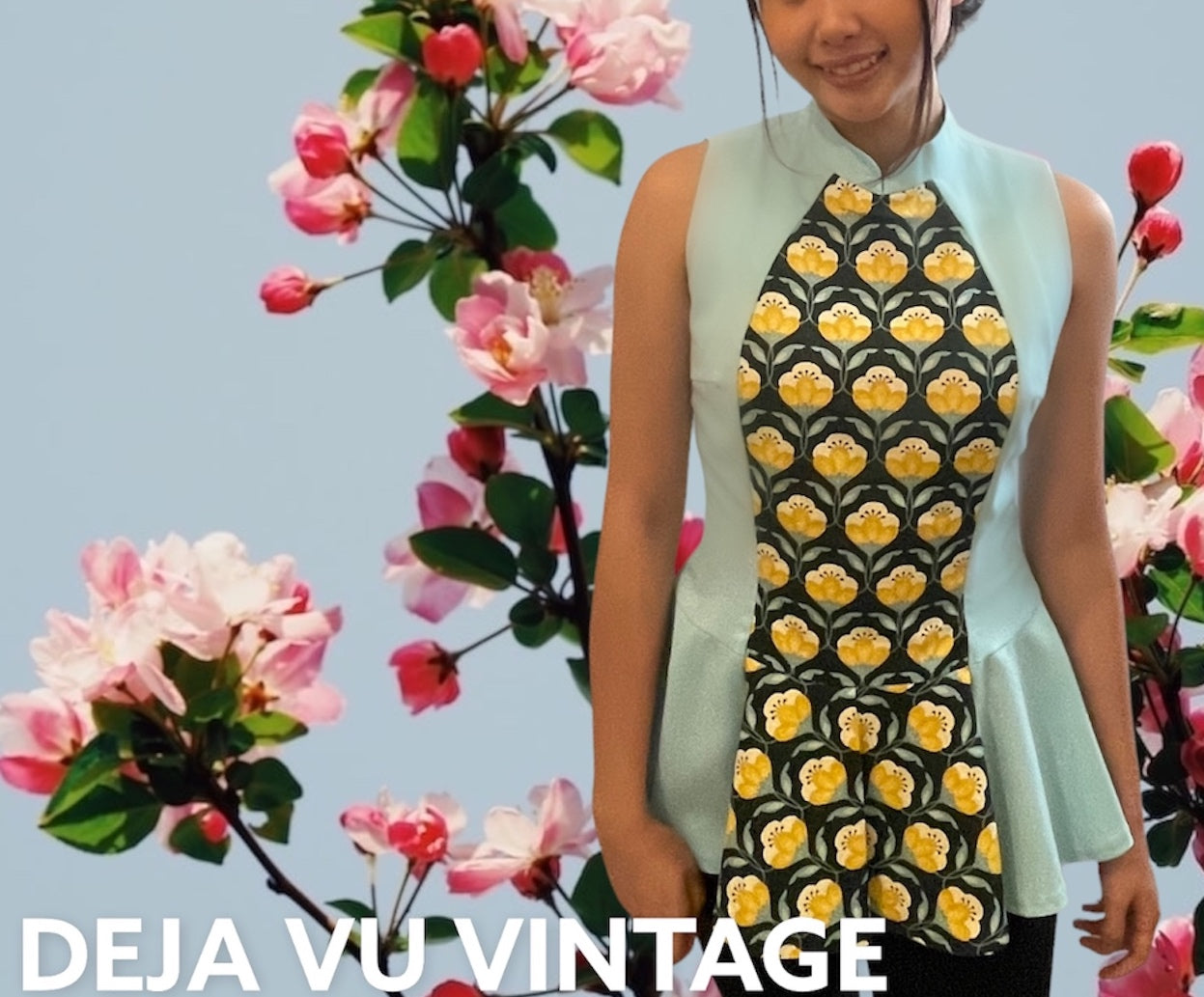 RETRO TULIP TOP - HANDMADE MODERN COTTON CHEONGSAM TOP