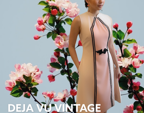 XING REN HU - CALM ALMOND 60S INSPIRED SCOOTER MOD HANDMADE MODERN COTTON CHEONGSAM DRESS