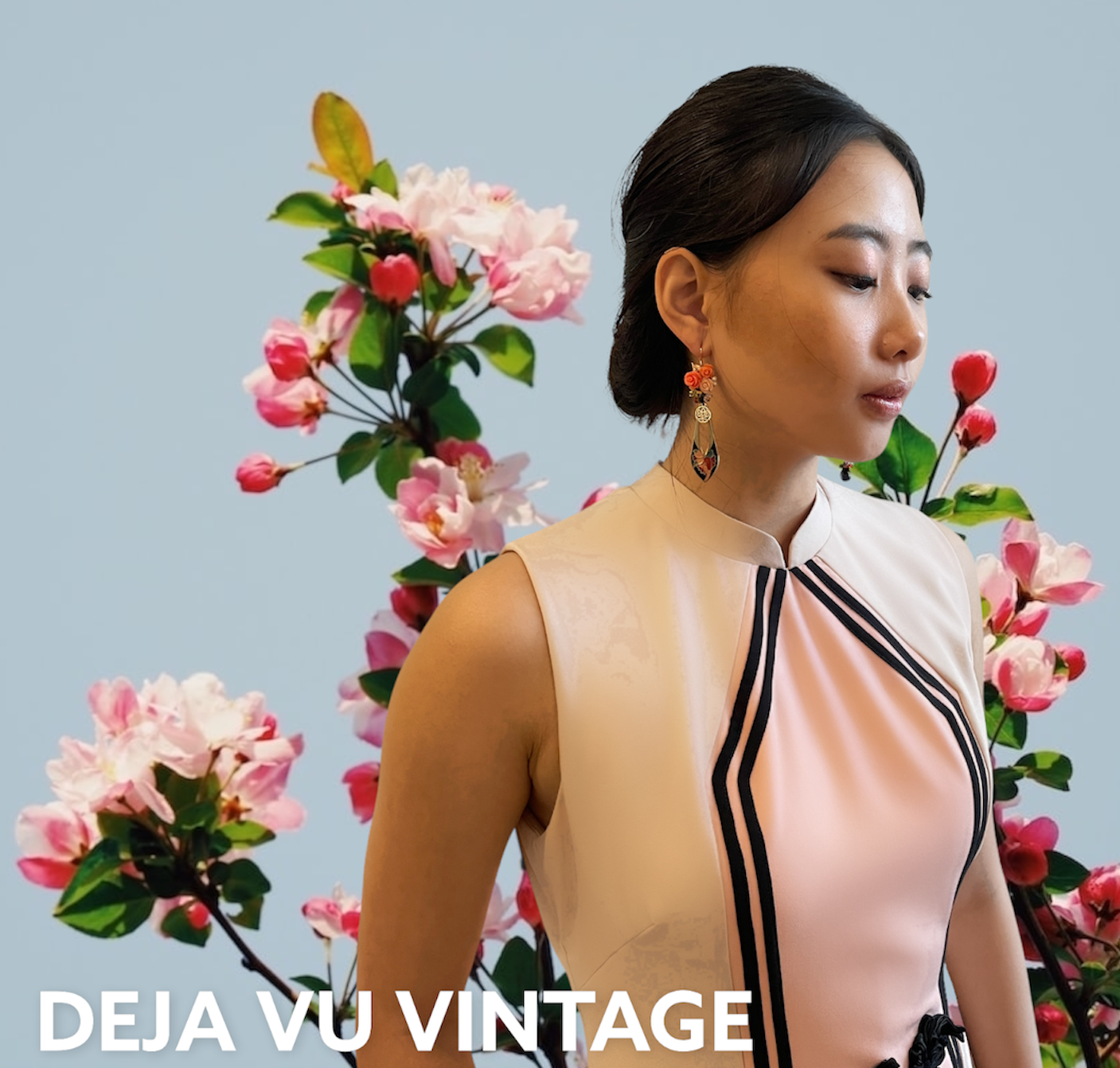 XING REN HU - CALM ALMOND 60S INSPIRED SCOOTER MOD HANDMADE MODERN COTTON CHEONGSAM DRESS
