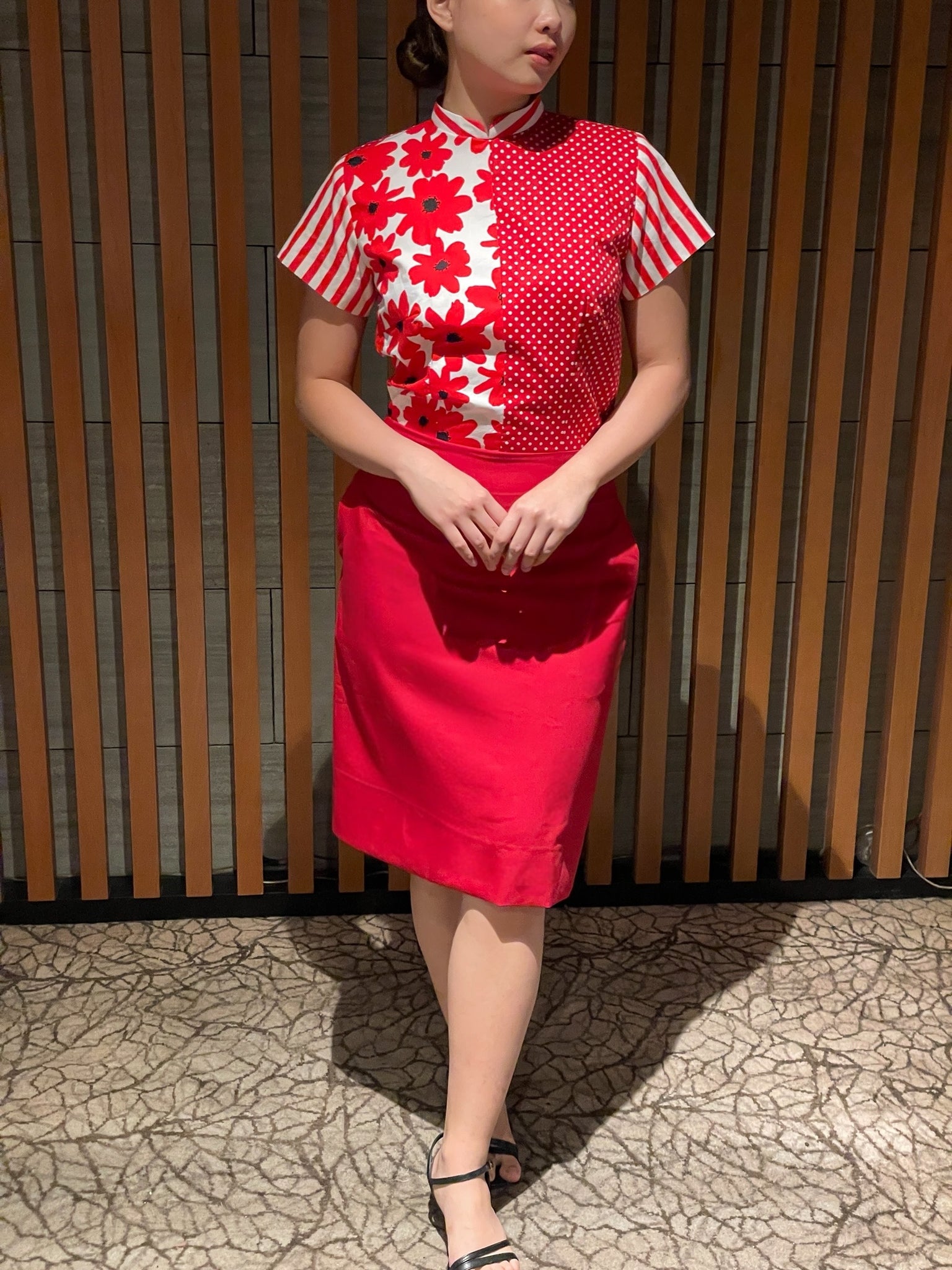 DOT STRIPE DAISY - HANDMADE MODERN COTTON CHEONGSAM