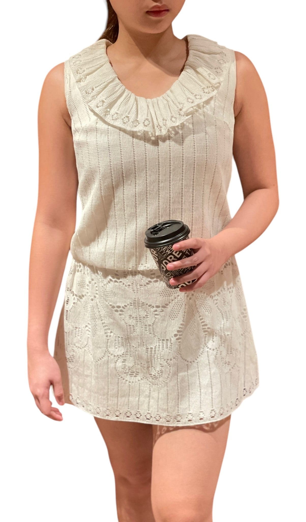 Nostalgic Lace - Vintage White Sleevless Macrame Lace Dress