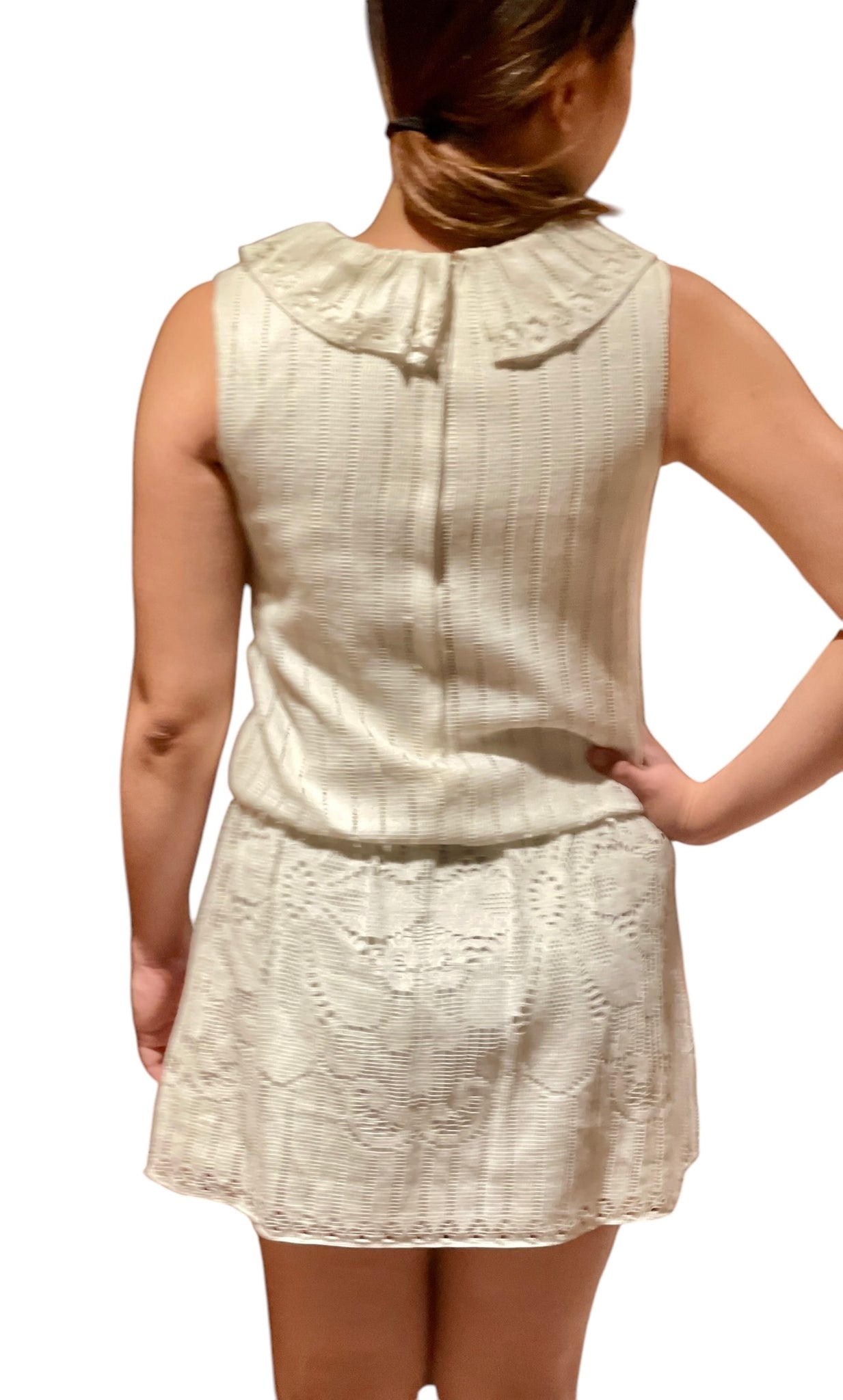 Nostalgic Lace - Vintage White Sleevless Macrame Lace Dress