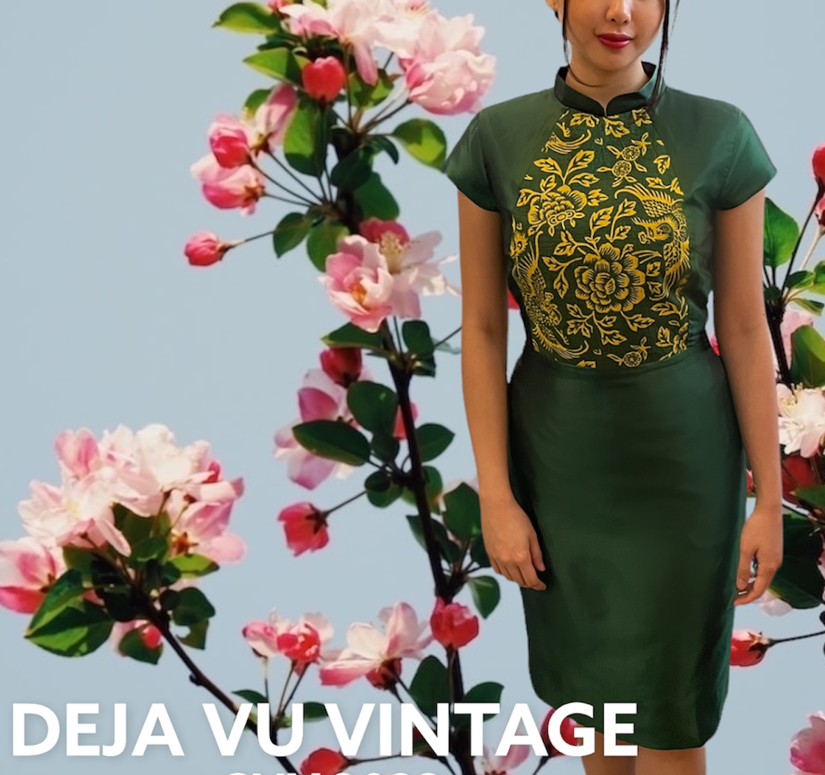 EMERALD PHOENIX - HANDMADE, LIMITED EDITION SILK BROCADE CHEONGSAM