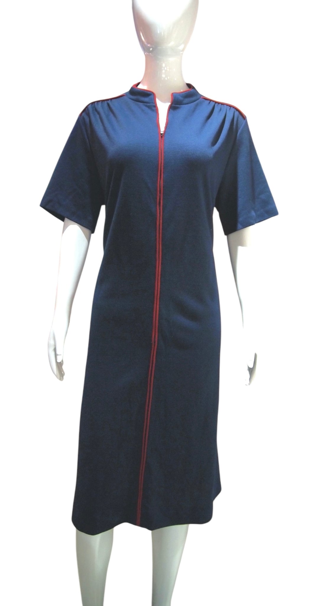 Nautical Comfort - Navy Blue Shift Vintage Cotton Dress