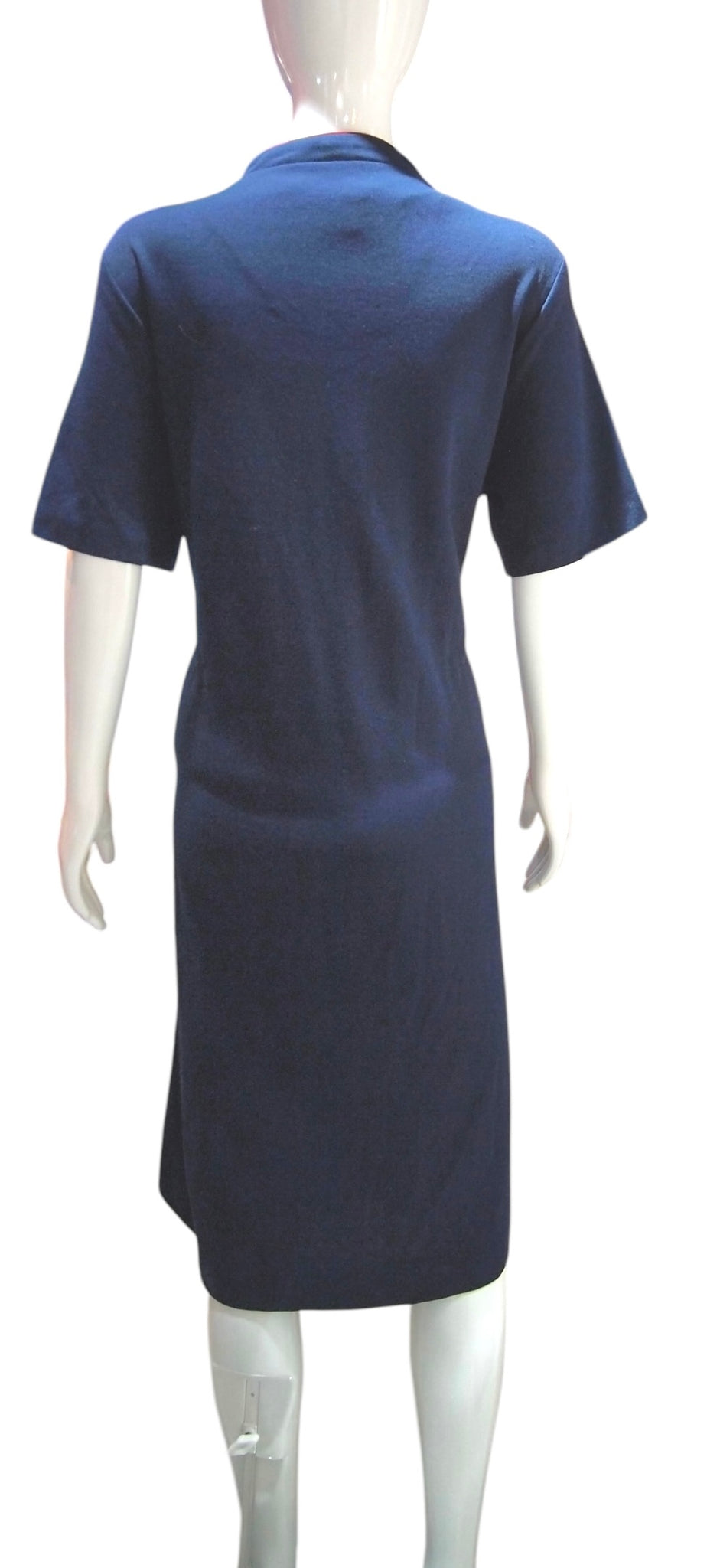 Nautical Comfort - Navy Blue Shift Vintage Cotton Dress