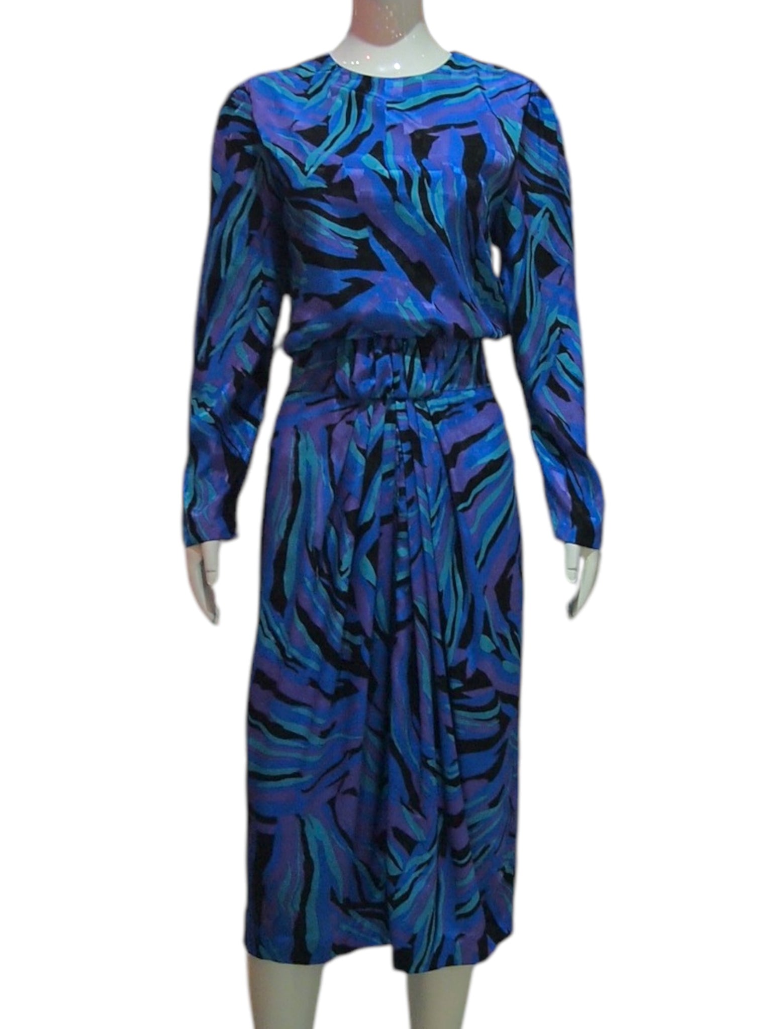 Blue Current - Gorgeous Vintage Blue Textured Waves Dress