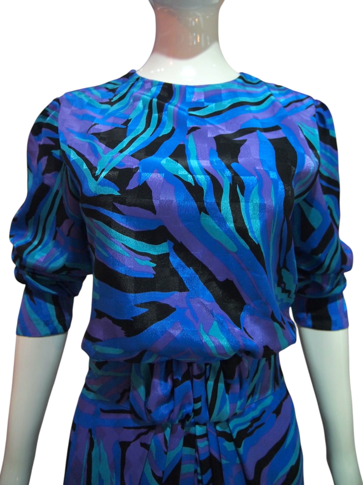 Blue Current - Gorgeous Vintage Blue Textured Waves Dress
