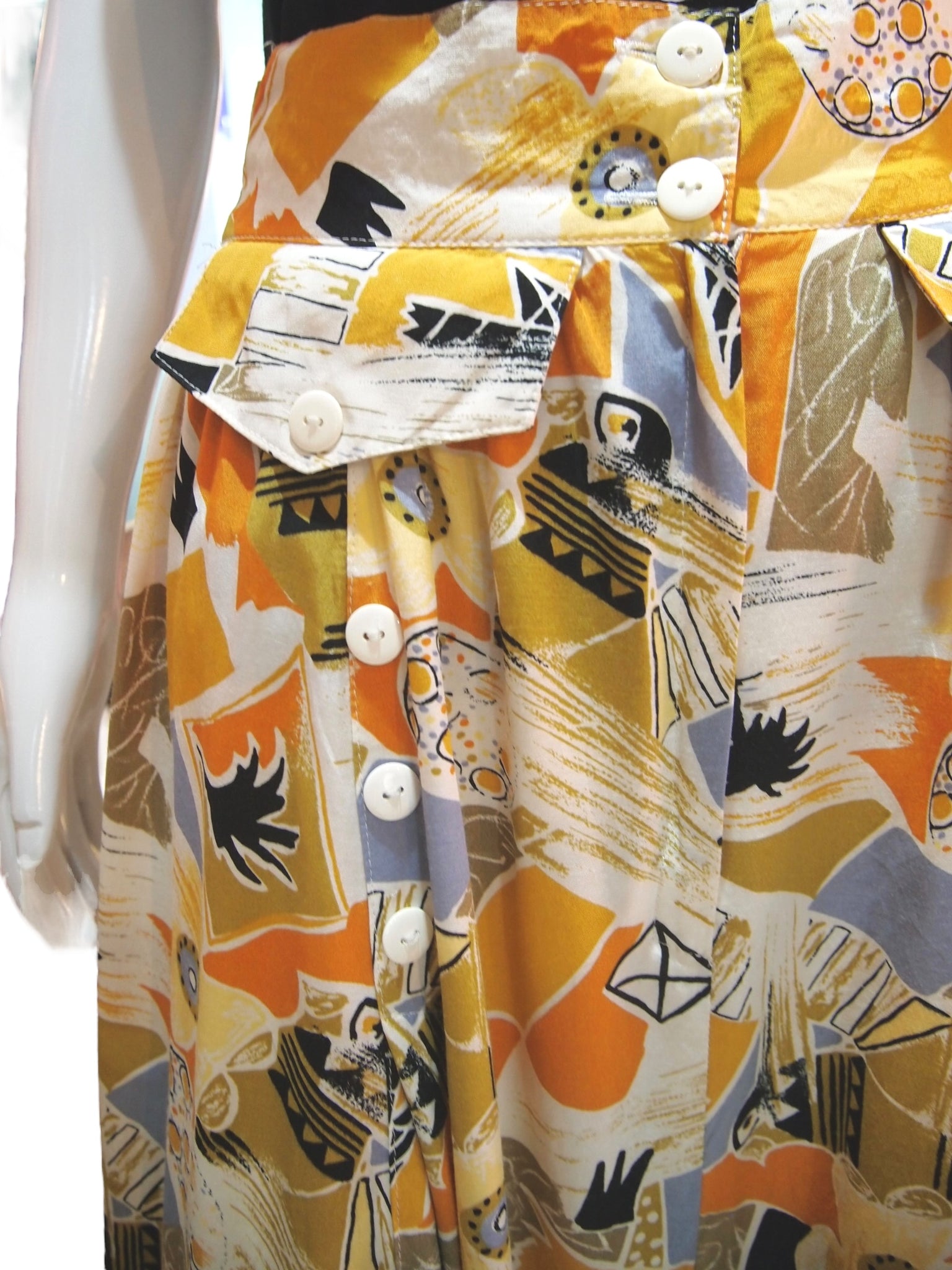 Sunny Daze -Yellow Pastel Print Midi Skirt