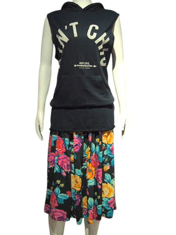 Roses Among Rain - Vintage Floral Flare Skirt