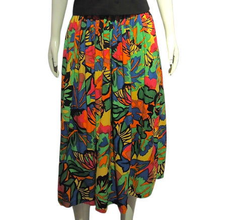 Jungalow Brights - Vintage Multicolor Abstract Print Skirt