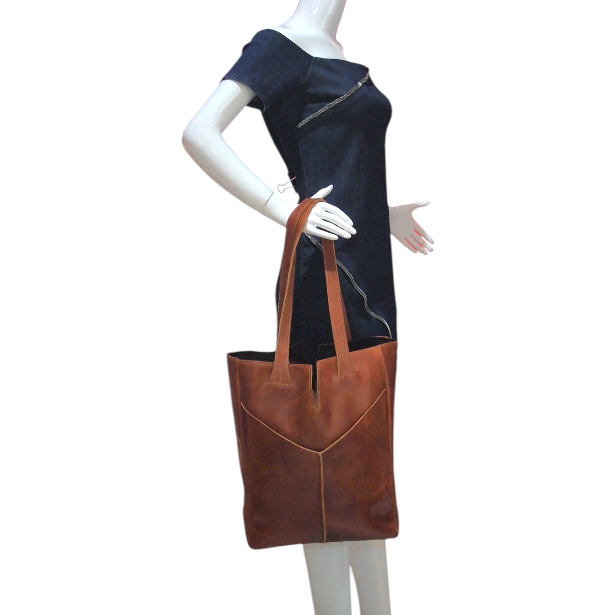 NOTCH- HANDMADE GENUINE LEATHER SHOULDER BAG TOTE