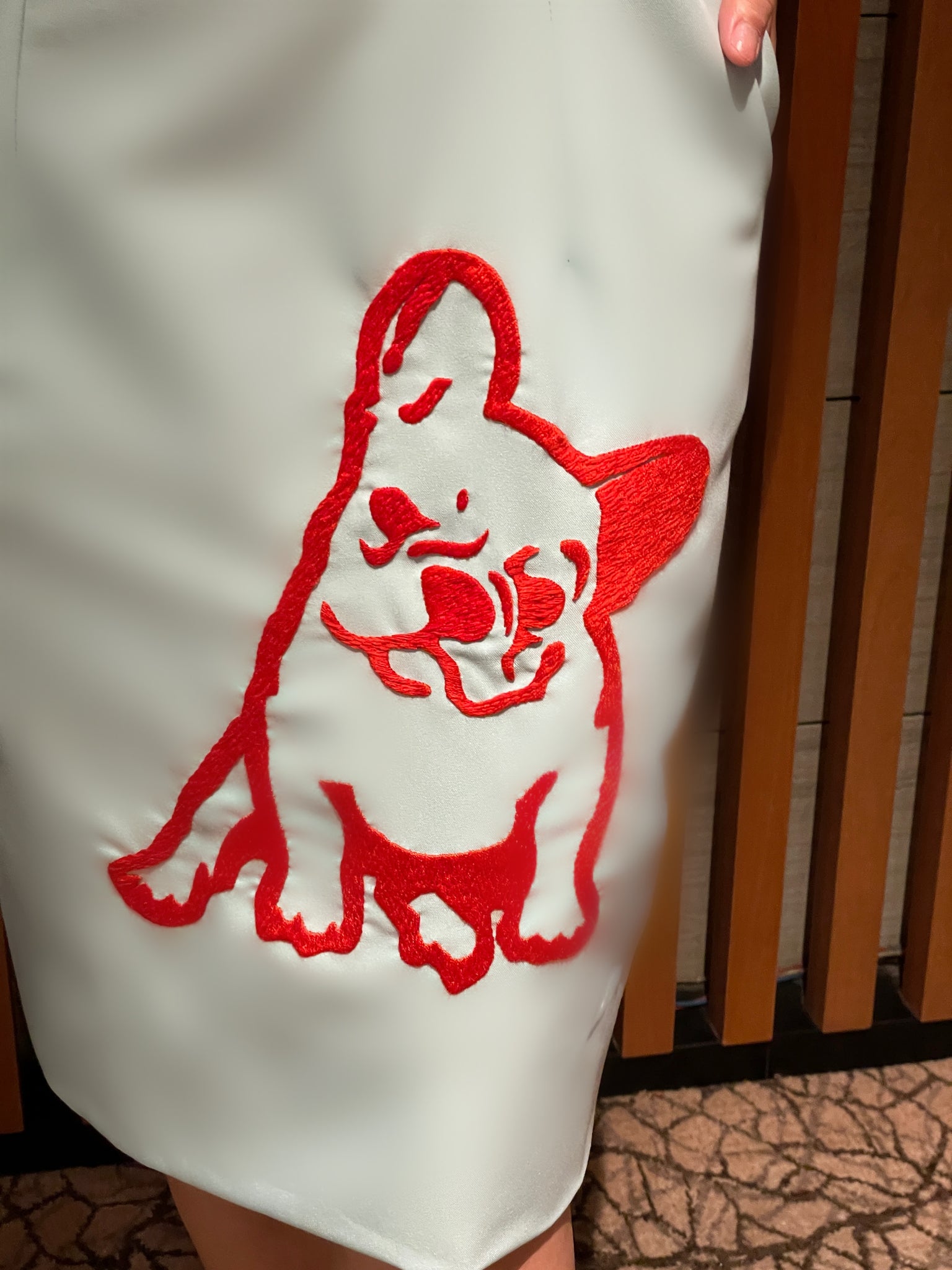 FRENCHIE - HANDMADE, HAND-EMBROIDERED SILK-COTTON CHEONGSAM