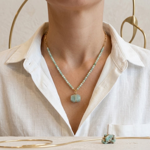 Aventurine Passage - Handmade Aventurine Gemstone Semi-precious Gold-plated Earrings