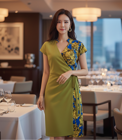 TULIP WRAP - ADJUSTABLE HANDMADE MODERN COTTON CHEONGSAM WRAP DRESS