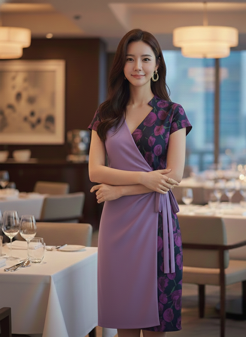 TULIP WRAP - ADJUSTABLE HANDMADE MODERN COTTON CHEONGSAM WRAP DRESS