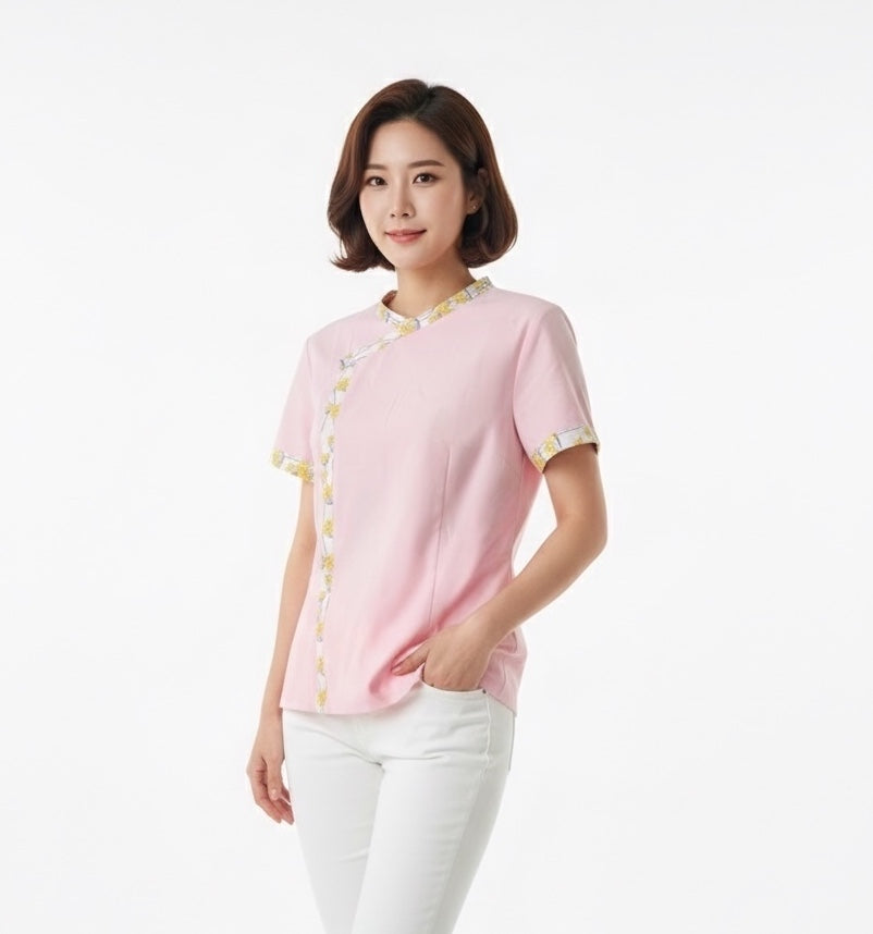 CUPPED BLOOMS TOP - HANDMADE MODERN COTTON CHEONGSAM TOP