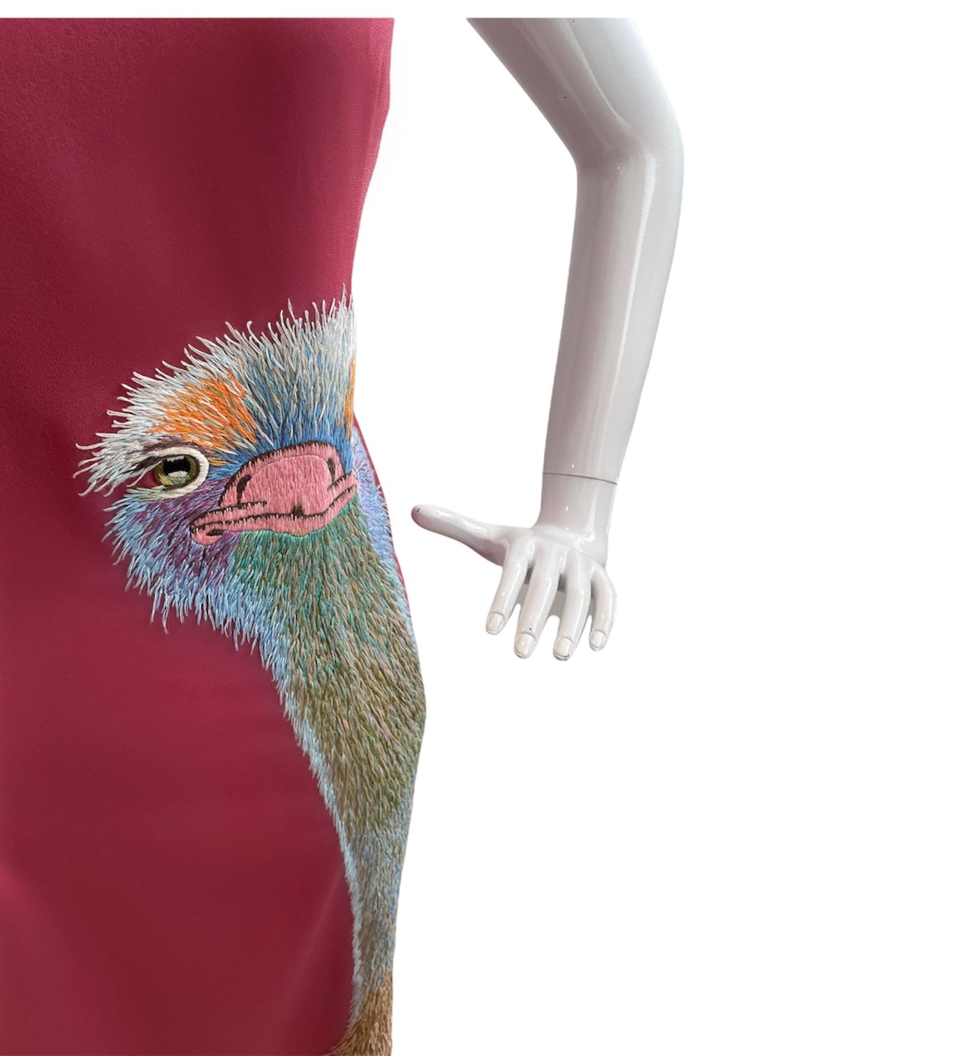 OSTRICH - HANDMADE, HAND-EMBROIDERED SILK-COTTON CHEONGSAM