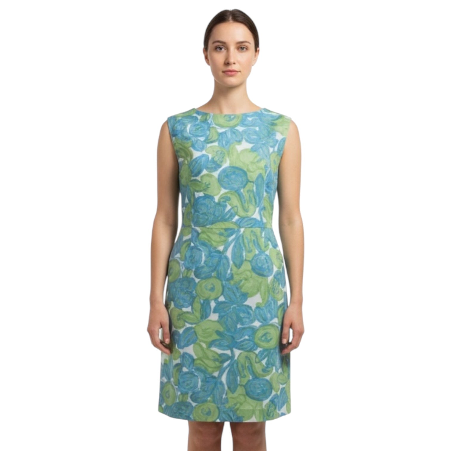 Pebble Brook - 60s Pastel Green Print Shift Dress