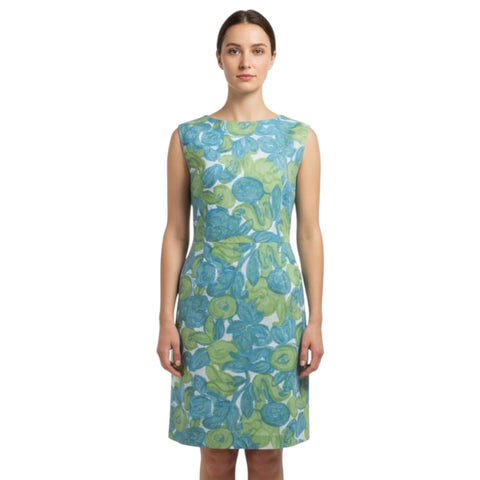 Pebble Brook - 60s Pastel Green Print Shift Dress