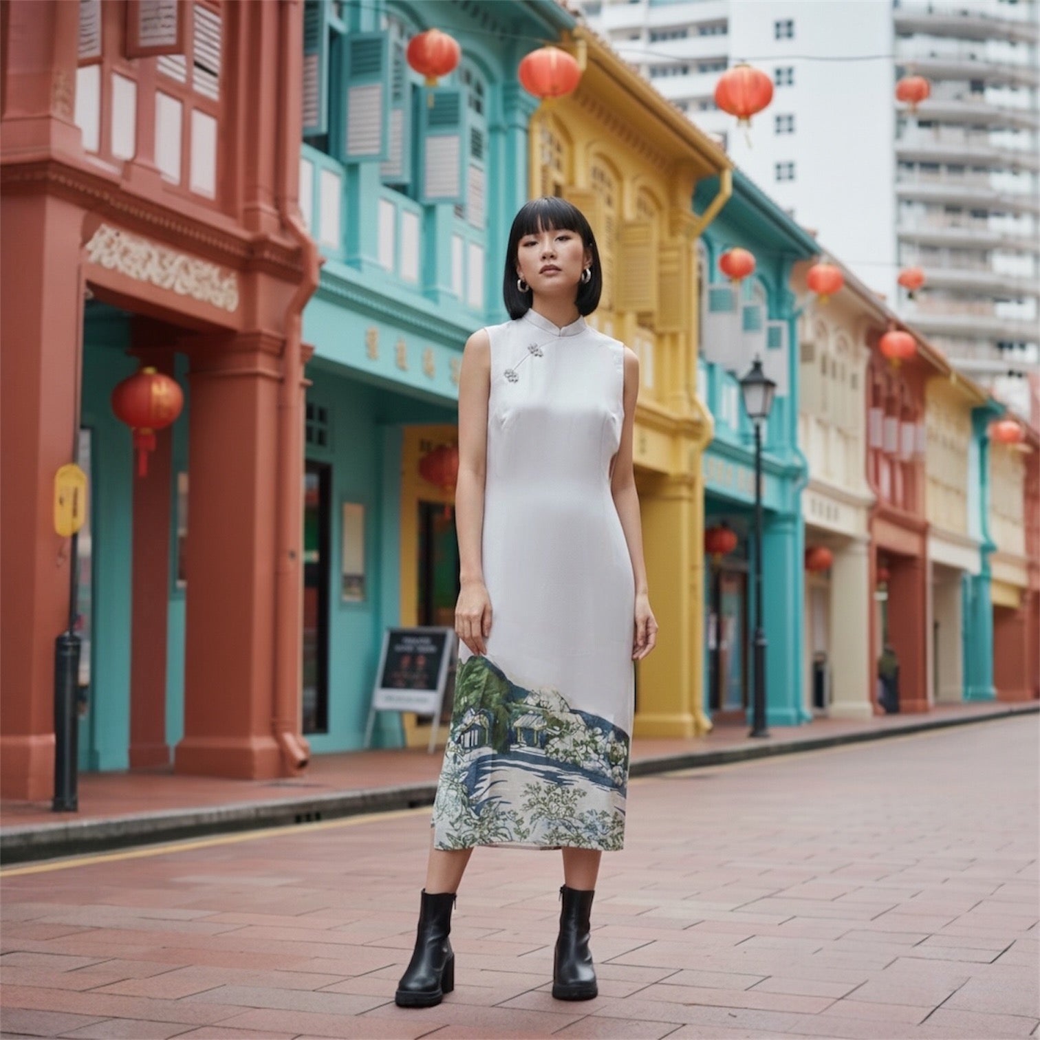 HOUSE OF GREEN SILK - HANDMADE MODERN COTTON CHEONGSAM DRESS