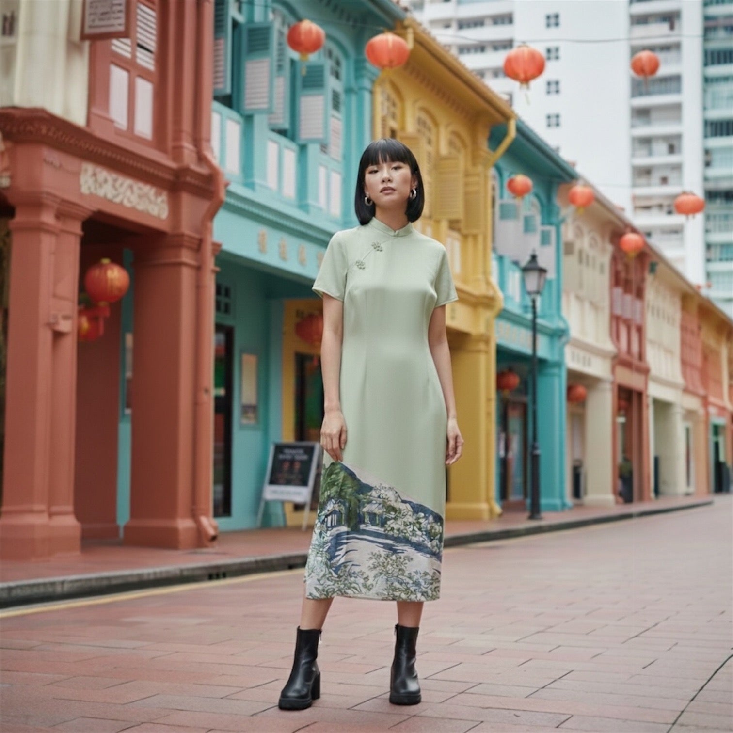 HOUSE OF GREEN SILK - HANDMADE MODERN COTTON CHEONGSAM DRESS