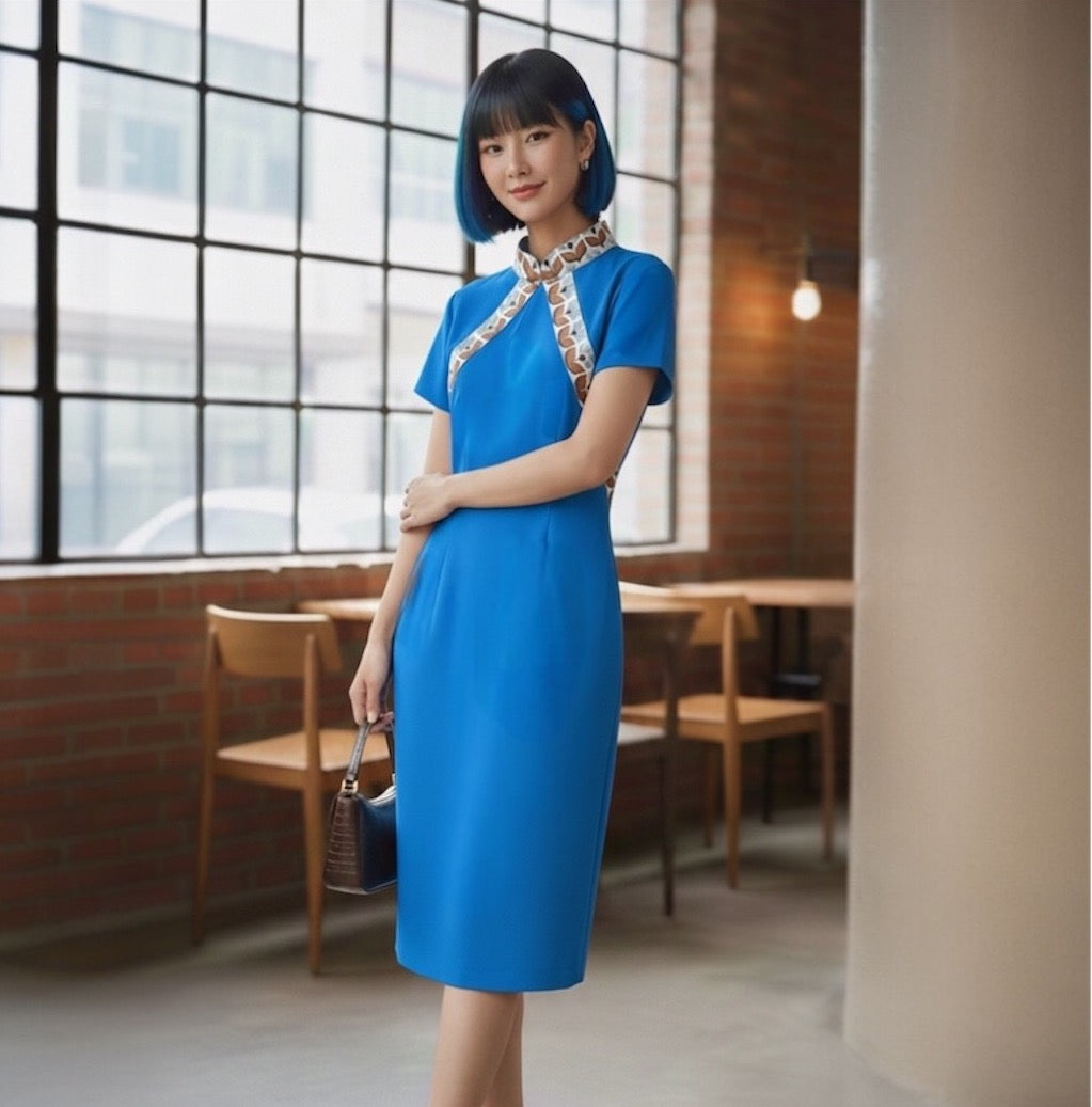 BIG SLICE OF RETRO - HANDMADE MODERN SILK-COTTON CHEONGSAM DRESS