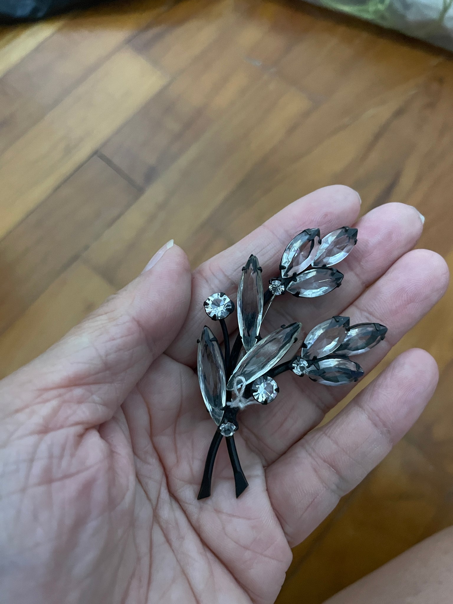 Sparkling Stems Vintage Rhinestone Brooch