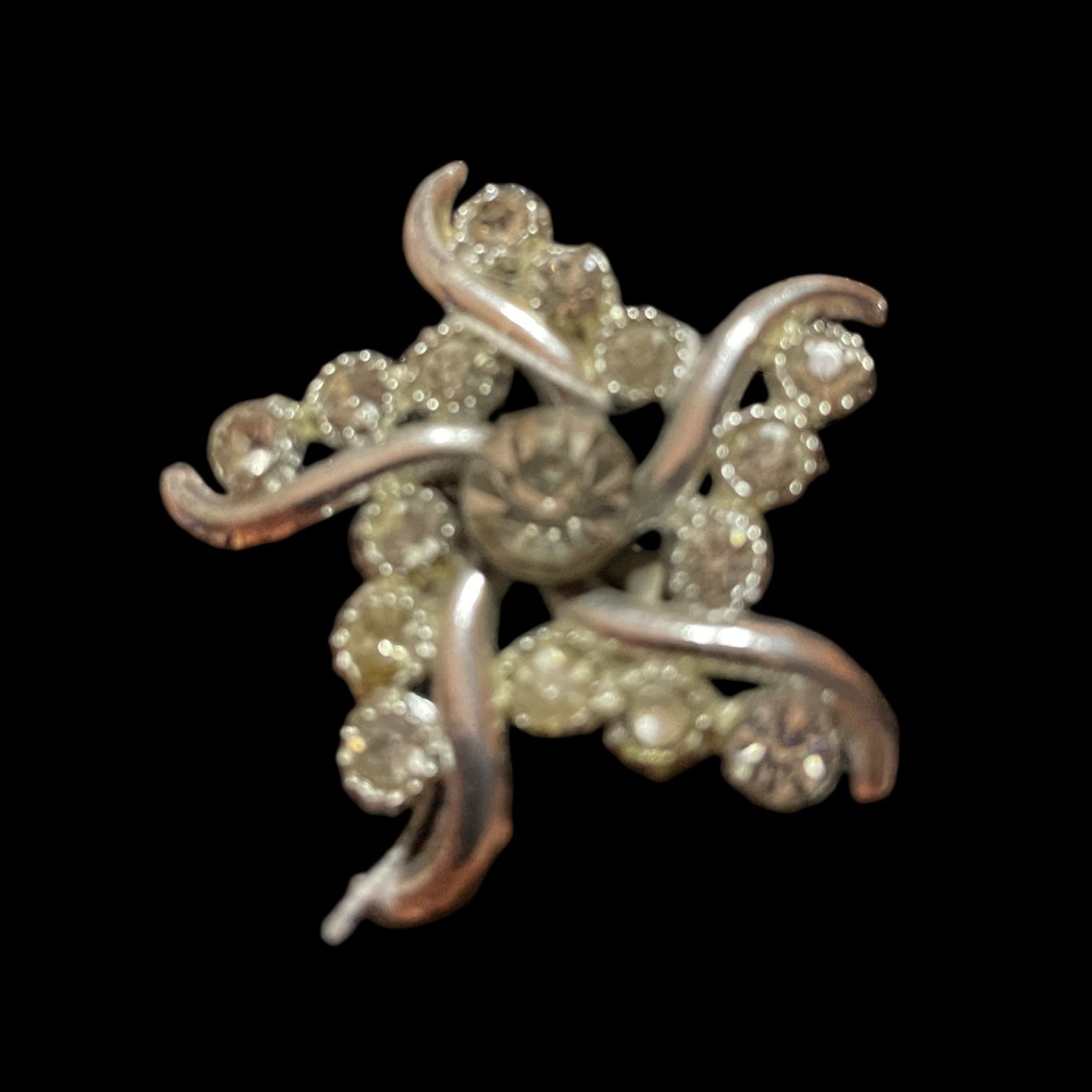 Spinwheel Clear Rhinestones Vintage Brooch