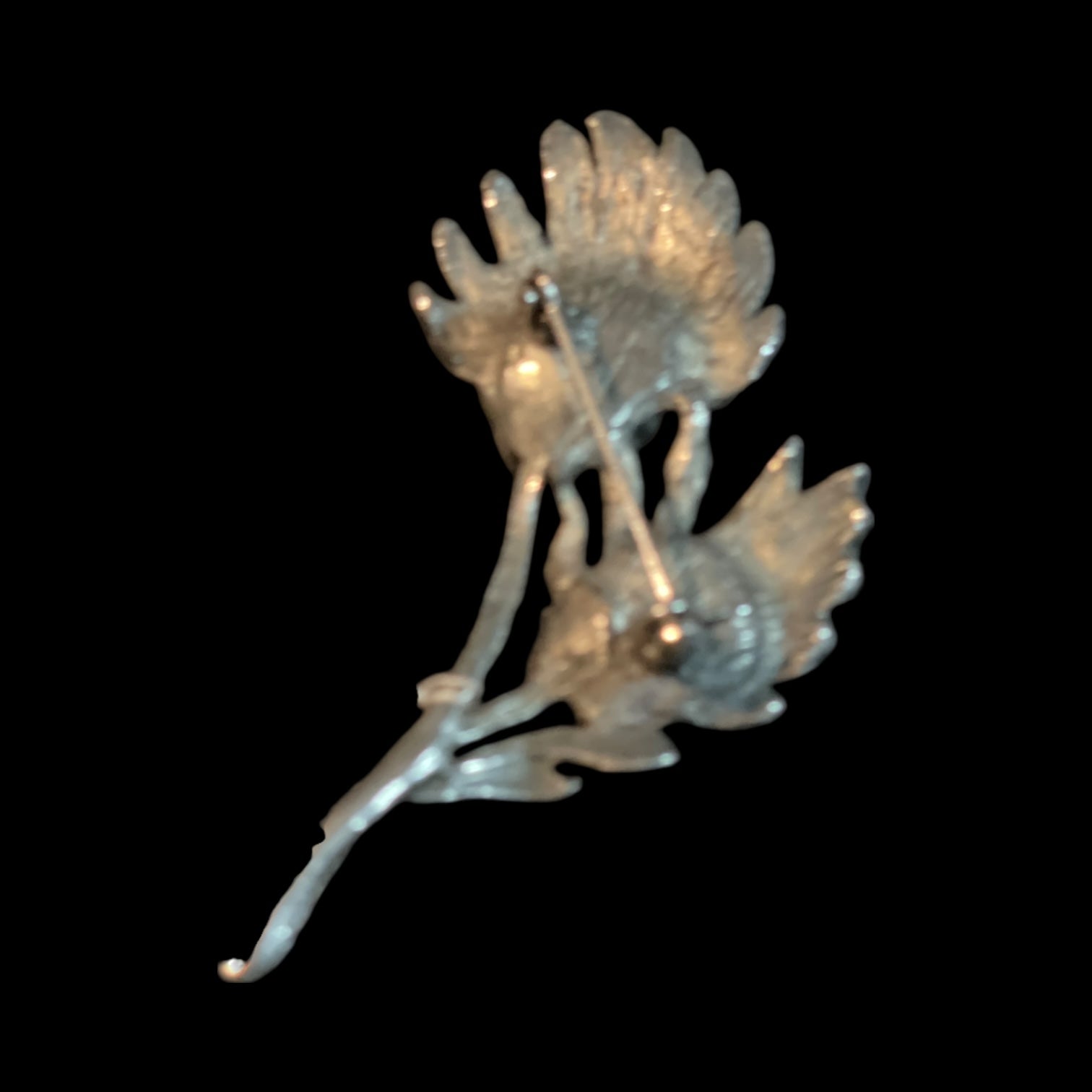 Twin Stalks Silvertone Vintage Brooch