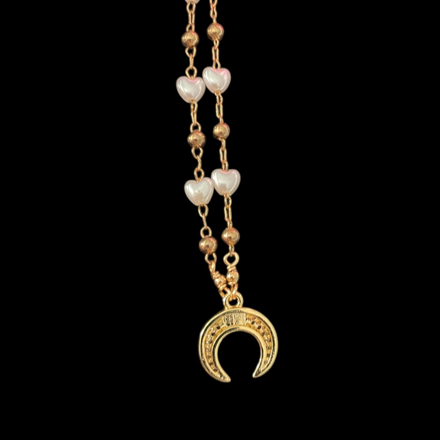 Handmade Heart-shaped Faux Pearl Goldplated Necklace