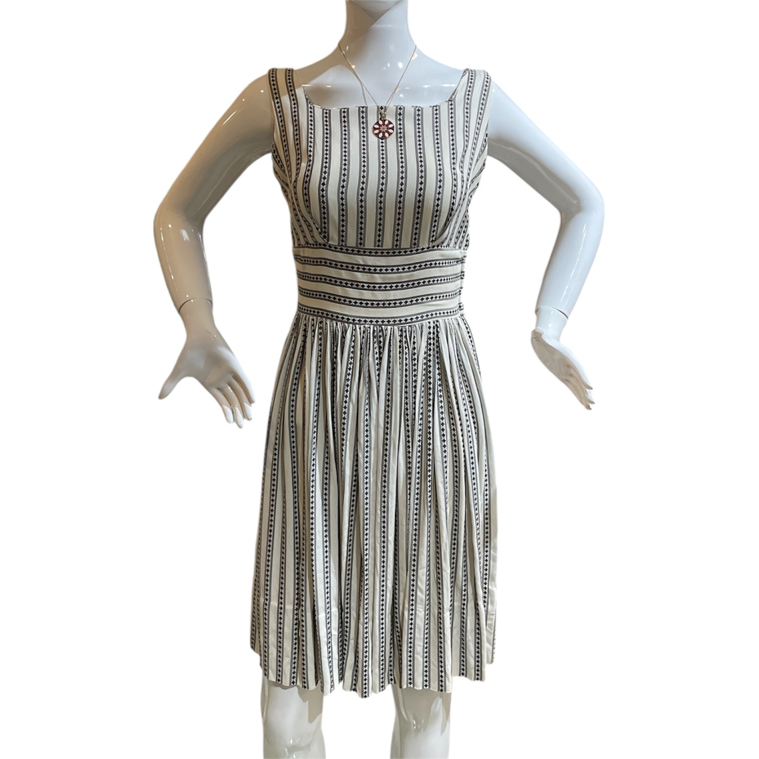 Silver Screen -1950s Geometric Black and White Fit & Flare Dress