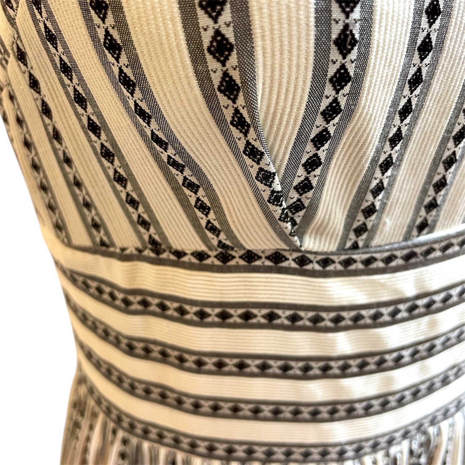 Silver Screen -1950s Geometric Black and White Fit & Flare Dress