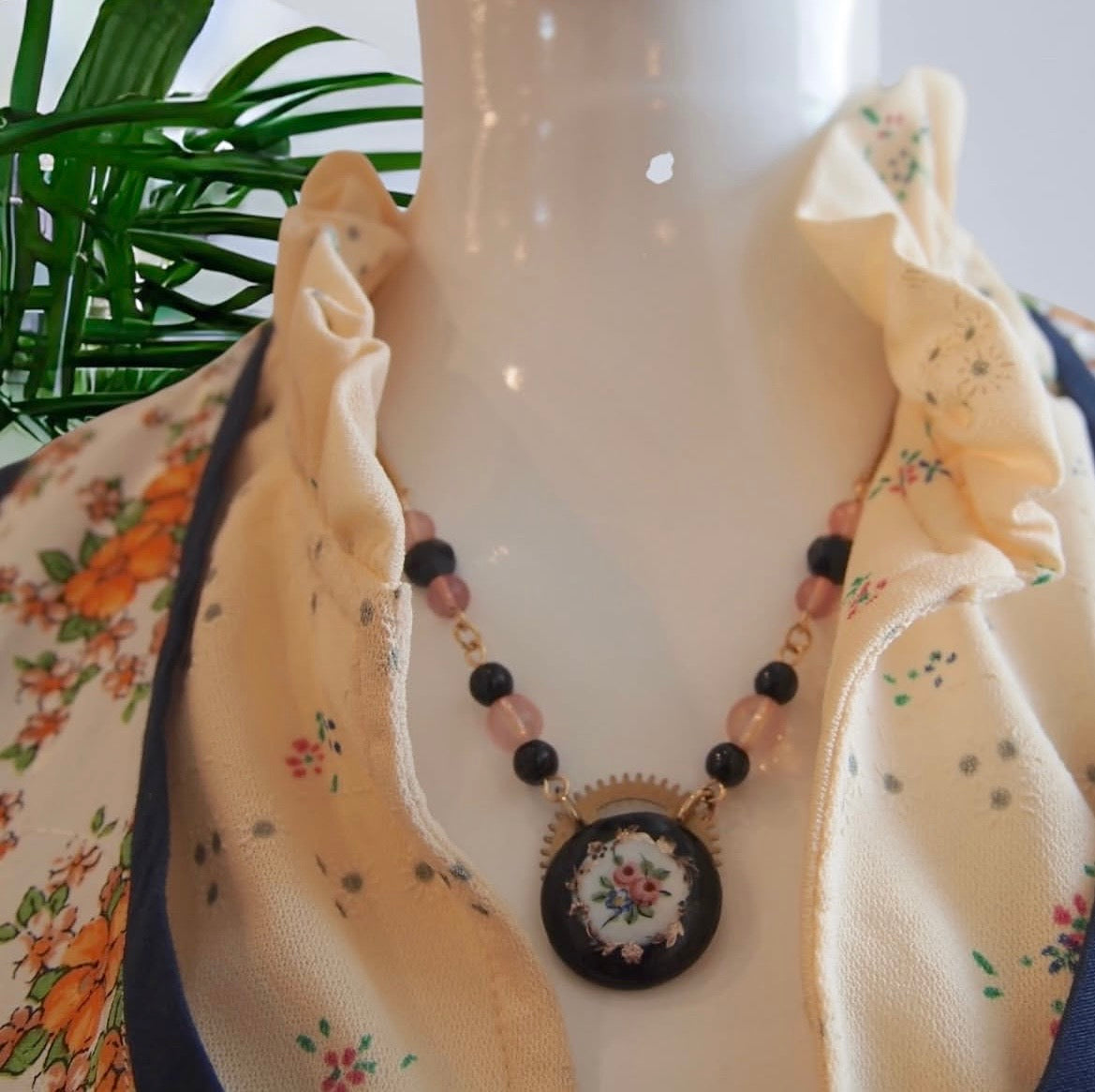 Painted Treasure - Handmade one-of-a-kind vintage upcycled necklace