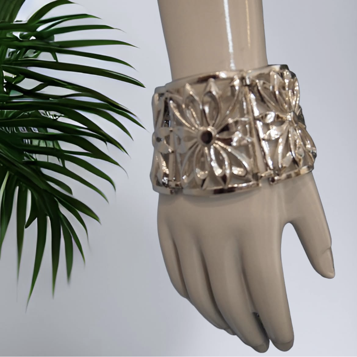 Fleur Cage - Vintage Silvertone Bracelet