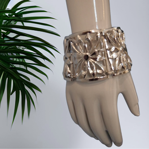 Fleur Cage - Vintage Silvertone Bracelet