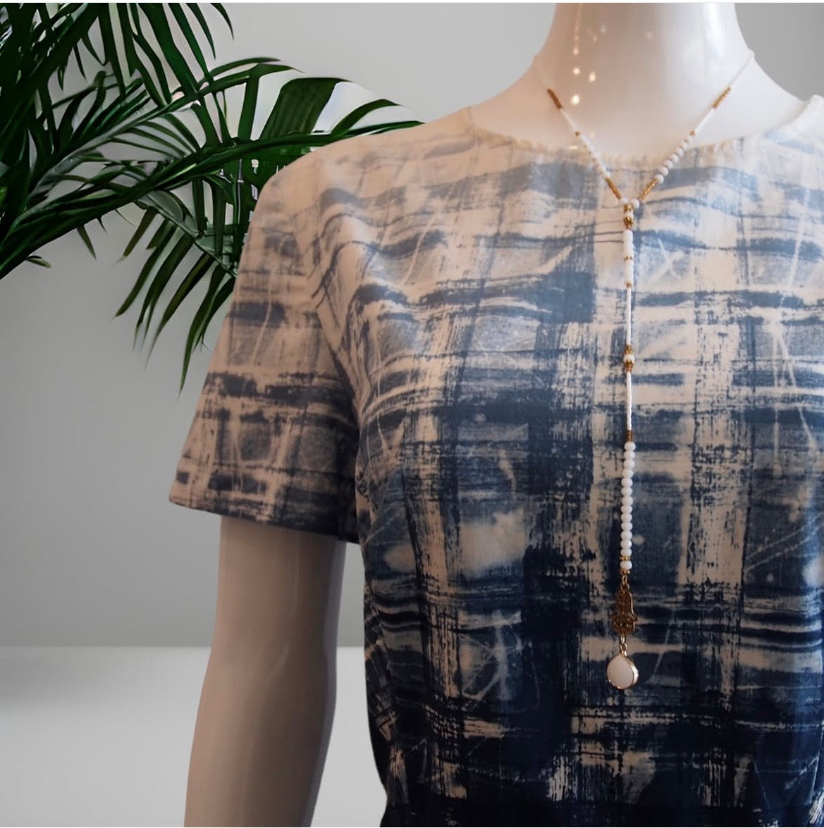 Crystal Clear - Handmade White Beaded Long Necklace