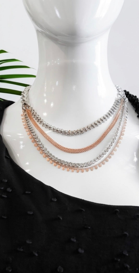 Parallel Necklace - Handmade Prelayered Rhodium & Gold-Plated Necklace