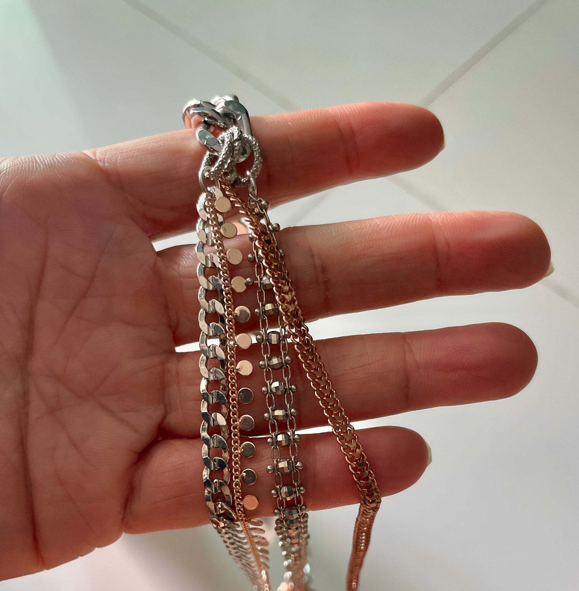 Parallel Necklace - Handmade Prelayered Rhodium & Gold-Plated Necklace